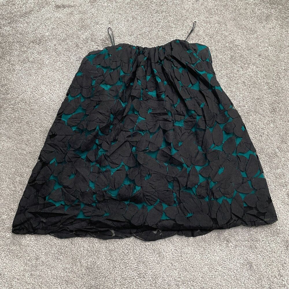 Leona By Lauren Leonard Vintage Strapless Wired Blouse Womens 4 Black Silk Lace